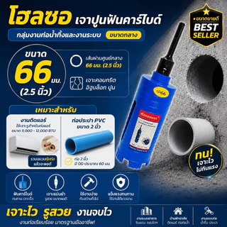 KEENNESS โฮลซอเจาะปูน 66 มม. 76 มม. ฟันคาร์ไบด์ โฮลซอเจาะคอนกรีต เจาะรูแอร์ เดินท่อระบบ ขนาด 2.5 นิ้ว 3 นิ้ว ยาว 180 มม.