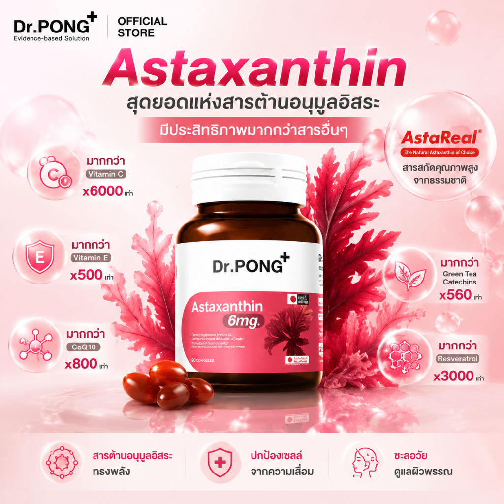 Dr. PONG Astaxanthin 6mg | Antioxidant Power 6000 Times Higher than Vitamin C!