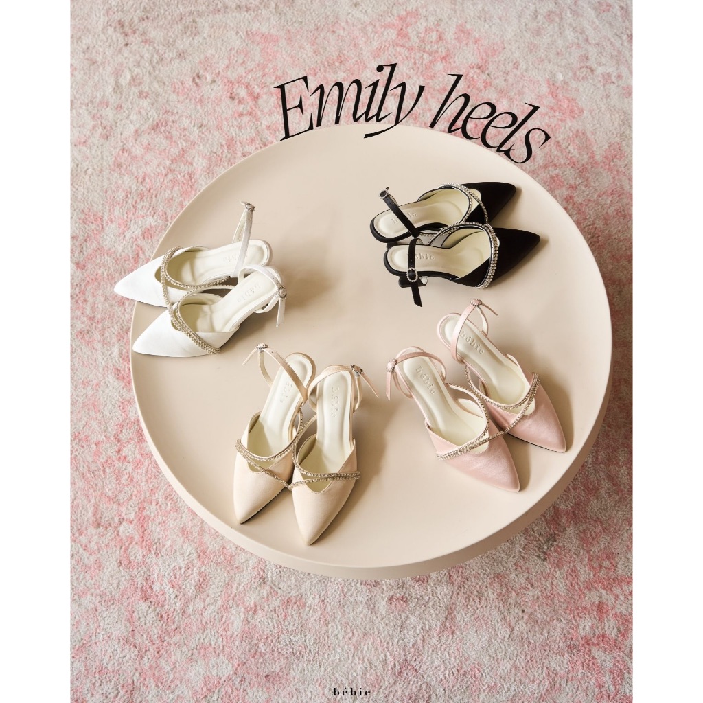 bebie | EMILY Heels รองเท้าส้นสูงหัวแหลม ประดับเพชร สูง 2.8 นิ้ว