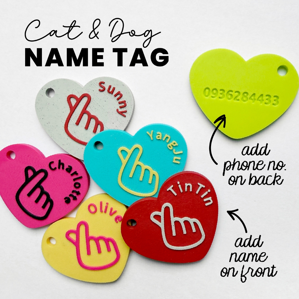 ป้ายชื่อสัตว์เลี้ยง สลักชื่อและเบอร์โทรฟรี Pet Name Tag แบรนด์ TA.THA.TA รุ่น Mini heart