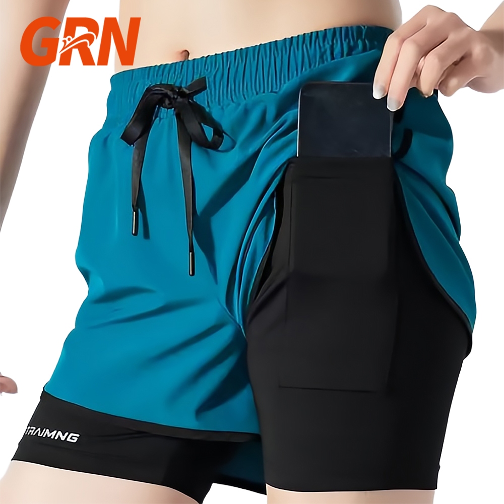 GRN 2in1 กางเกงวิ่งผู้หญิง มีซับใน ระบายอากาศดี แห้งเร็ว ยืดหยุ่นสูง กางเกงขาสั้นผู้หญิง C1533105