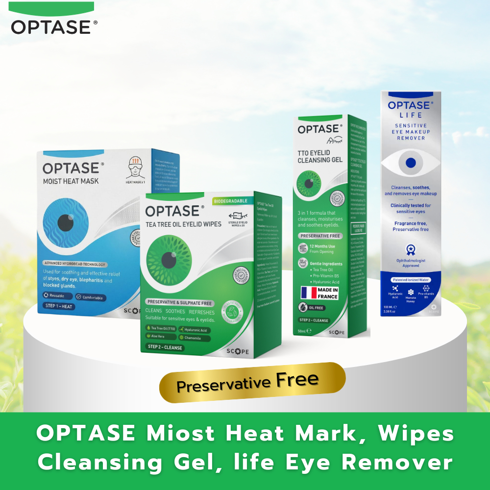 [แพ็คคู่ สุดคุ้ม] OPTASE TTO Eyelid Cleansing Gel & Wipes | ผลิตภัณฑ์ทำความสะอาดเปลือกตา สำหรับตาแห้