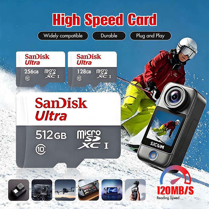 🔥แท้100%🔥Sandisk การ์ดไมโครเอสดี Class10 100MB/s 32GB-1TB ใช้ได้ทั้งมือถือ กล้องรถ กล้องวงจรปิด
