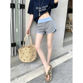 กางเกงเอวพับ กางเกงขาสั้น สีพื้น สาวฮอตต้องมี โปร่งสบาย ไม่อึดอัด#0359