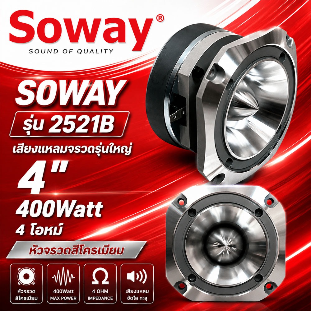 แหลมพุ่งทะลุมิติ! SOWAY 2521B แหลมจรวด 4 นิ้ว 400W ตัวแรง! เสียงใส คมชัด พุ่งไกล ใครสายจูนให้ลั่น ต้องจัดตัวนี้ แรงๆ