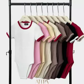 Atipashop - Candy Trim Bodysuit | บอดี้สูทกุ้นแขนสั้น เว้าหลัง สีสันสดใส
