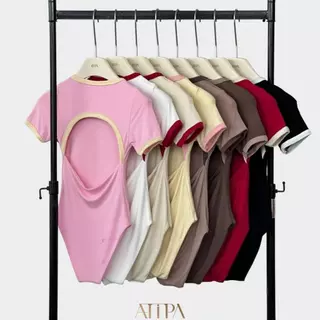 Atipashop - Candy Trim Bodysuit | บอดี้สูทกุ้นแขนสั้น เว้าหลัง สีสันสดใส