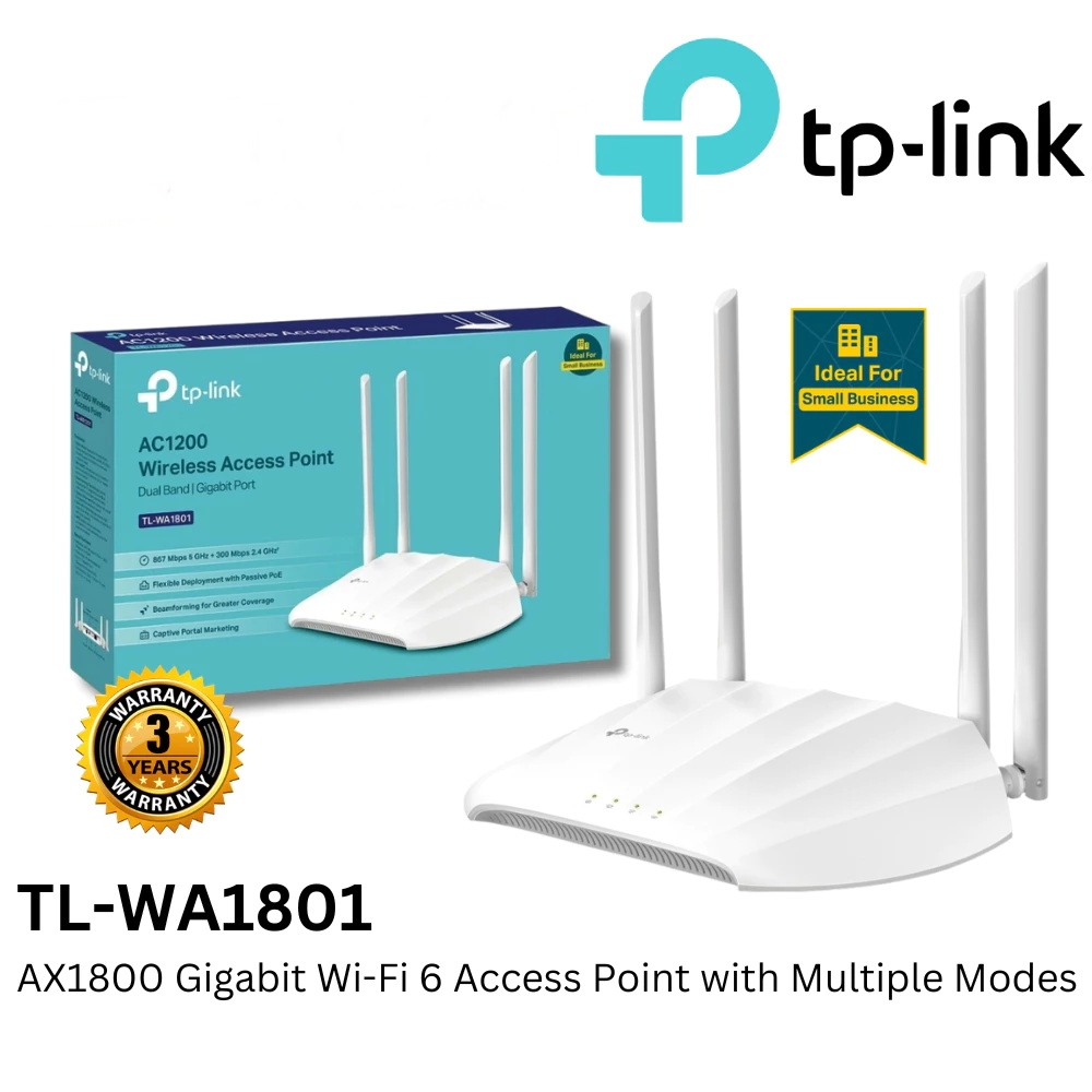 TP-Link (TL-WA1801) AX1800 Gigabit Wi-Fi 6 Access Point ความเร็ว 1.8 Gbps ใช้งานเว็บไซด์, สตรีมมิ่ง