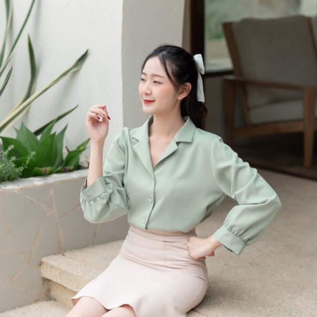 🚀มีส่งด่วน!! 💥🇹🇭เสื้อทรงเบลเซอร์แขนยาว ปลายแขนบอลลูน #l154shop_w038