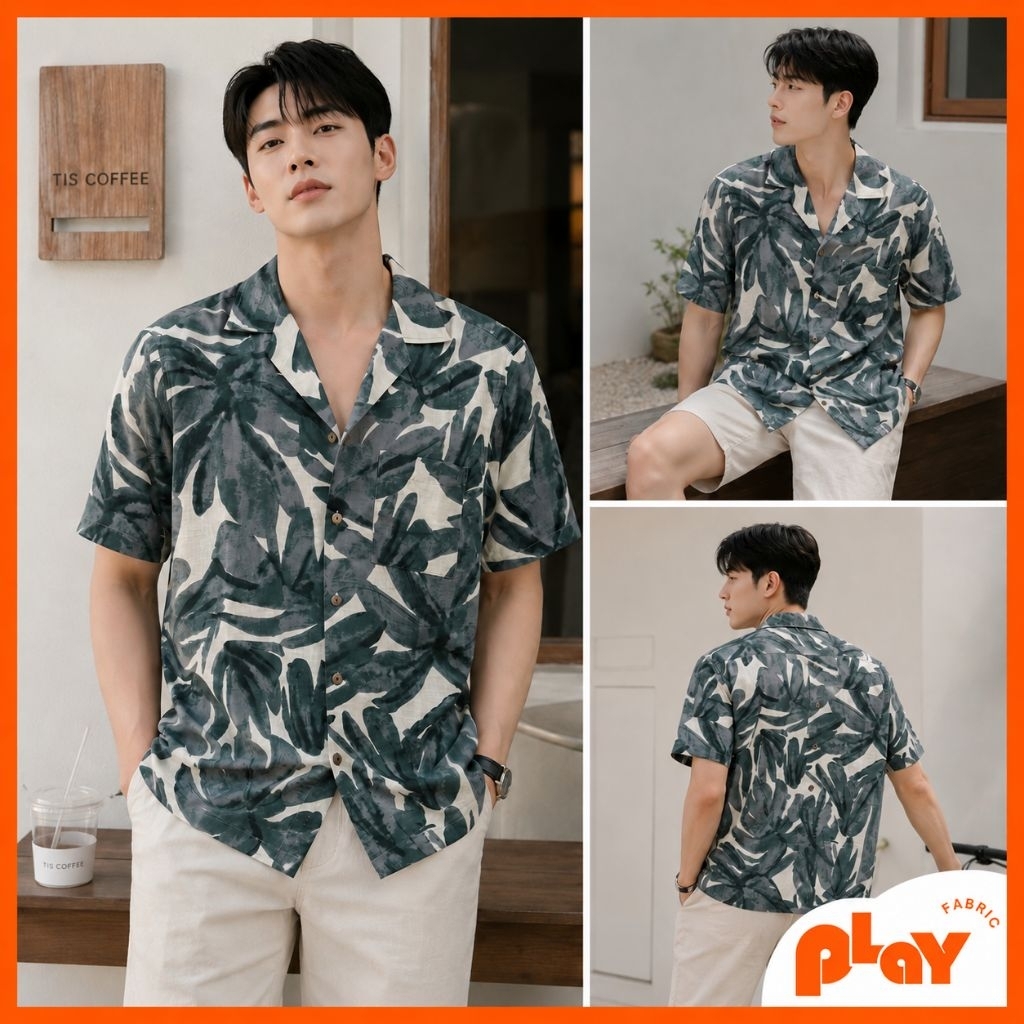 [New Arrival] เสื้อฮาวายลายใบไม้โทนเขียวหม่น (Olive Breeze) ผ้าไหมฝรั่งเศส ให้ฟีลธรรมชาติแบบเรียบหรู ดูอบอุ่นและมีสไตล์