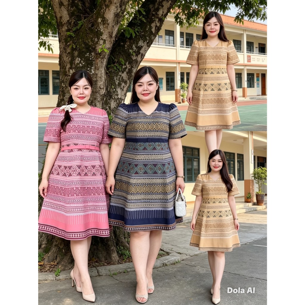 ชุดผ้าไทยสาวอวบอัดกาว อก 36-42 นิ้ว มี5 ไซส์