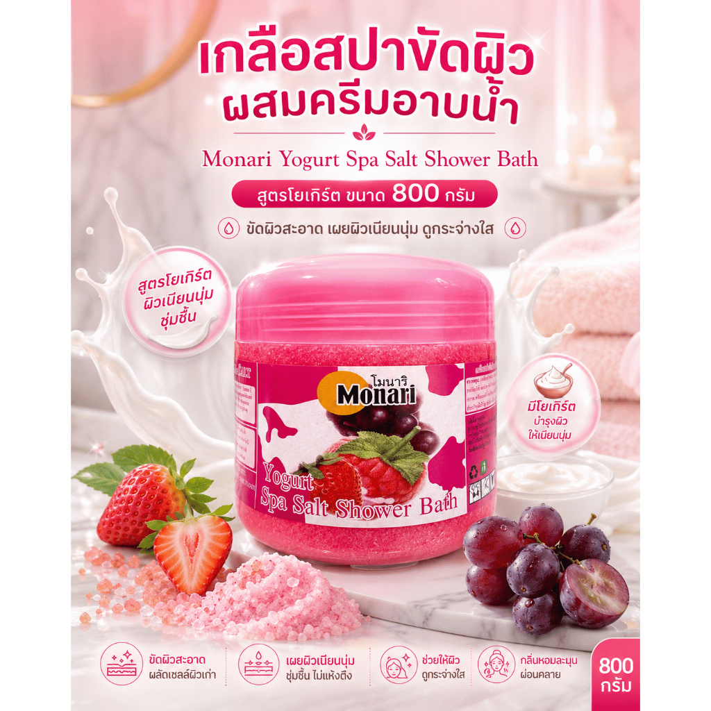 เกลือสปาขัดผิว โมนาริ ผสมโยเกิร์ต 800 กรัม