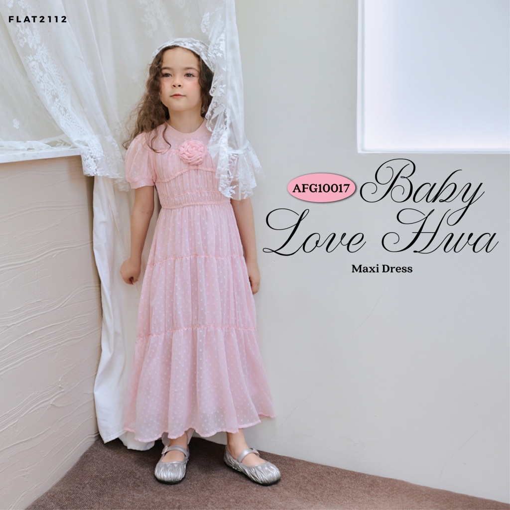 FLAT2112 : BABY LOVE HWA MAXI DRESS เดรสเด็กผู้หญิง ชุดแม่ลูก เด็กหญิง ชุดเดรสเด็ก สีชมพู (AFG10017)