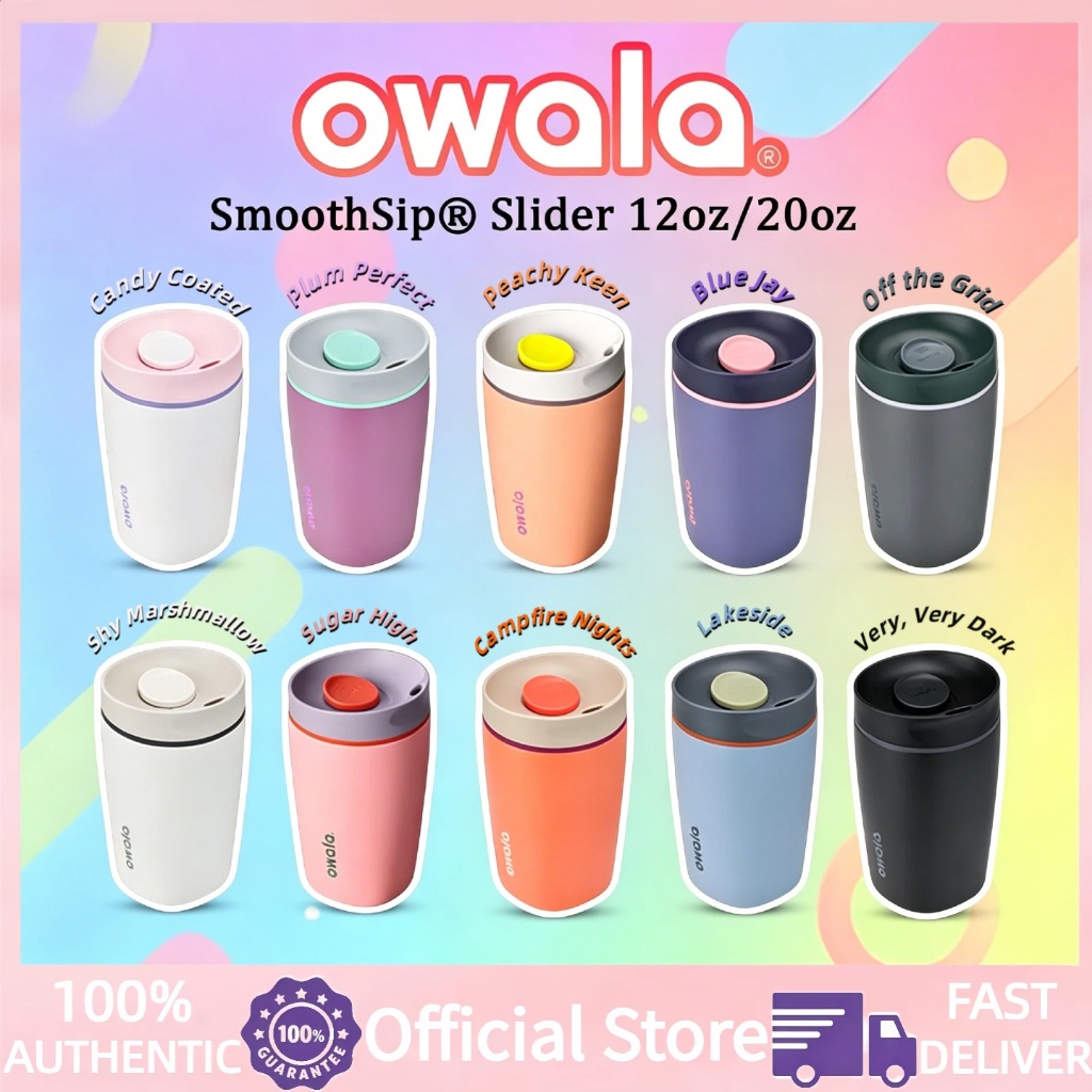 [สินค้าแท้ 100%] แก้วกาแฟสแตนเลส Owala SmoothSip® Slider ขนาด 12 ออนซ์ / 20 ออนซ์ ป้องกันการรั่ว มีสินค้าพร้อมส่ง