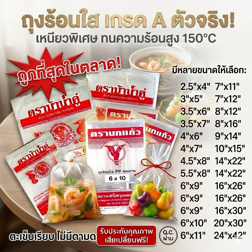 🛍️ถุงร้อน ถุงPP แพค200-1000g. ถุงใส่แกง ถุงใส่กับข้าว ถุงน้ำจิ้ม ถุงข้าวเหนียว ถุงผ้านวม ถุงใส่ข้าวสาร