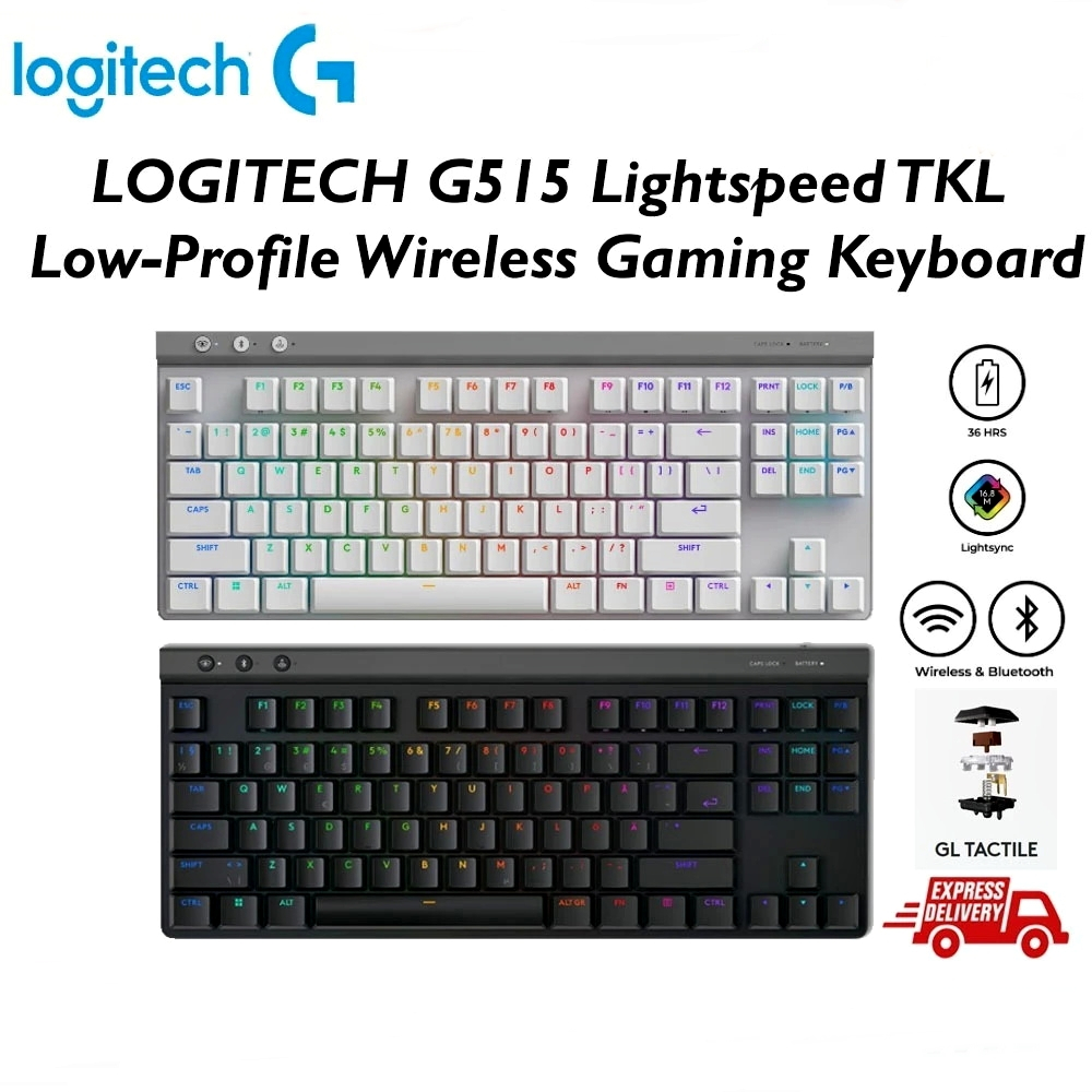 LOGITECH G515 Lightspeed TKL Low-Profile Wireless Gaming Keyboard (Tactile Switch)