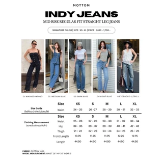 MOTTOM - INDY Mid Rise Straight Leg Jeans | INDY กางเกงยีนส์ขากระบอกเอวเล็ก
