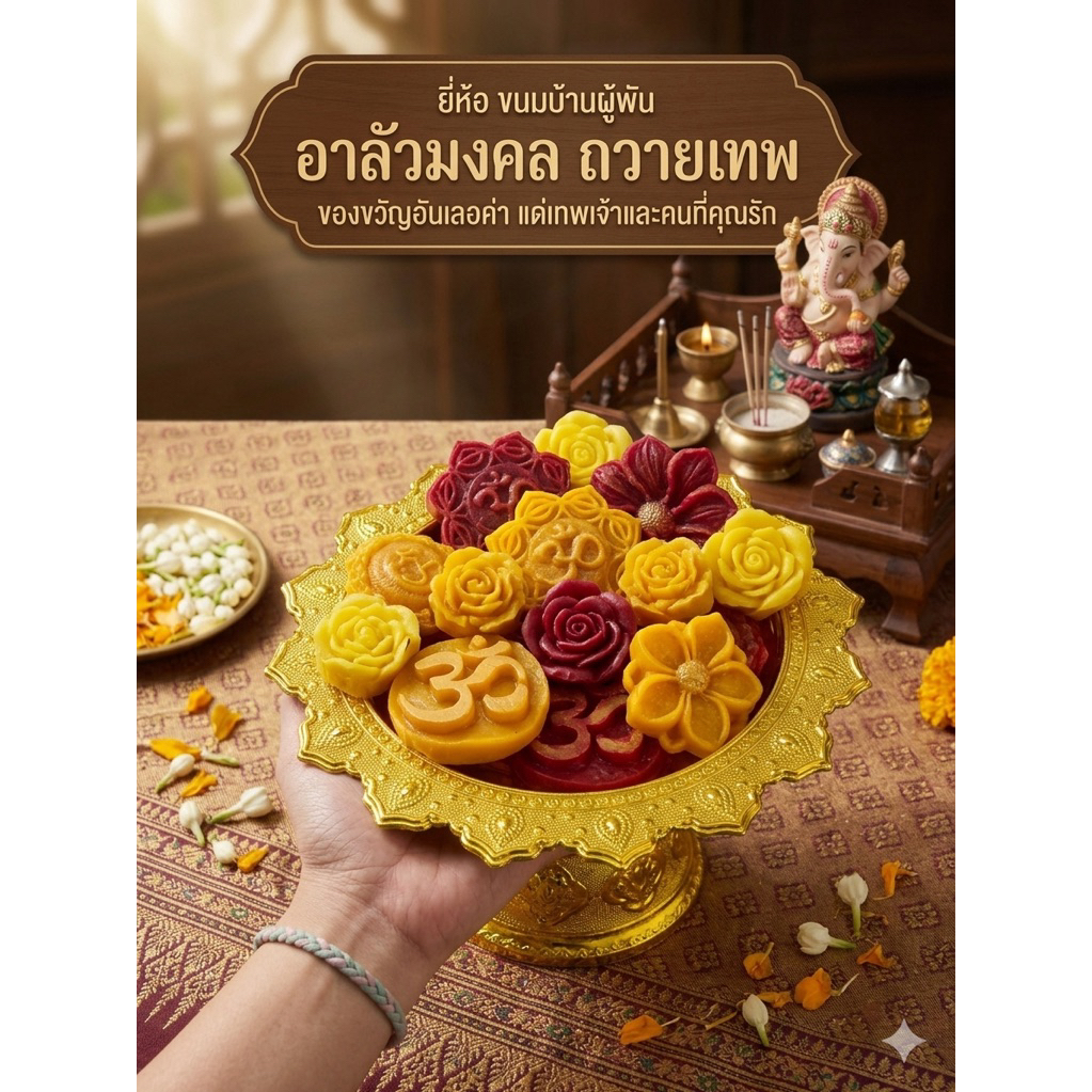 เซตแปดชิ้น เซตขนมอาลัวมงคลถวายเทพสุดปัง เซต 8 ชิ้น