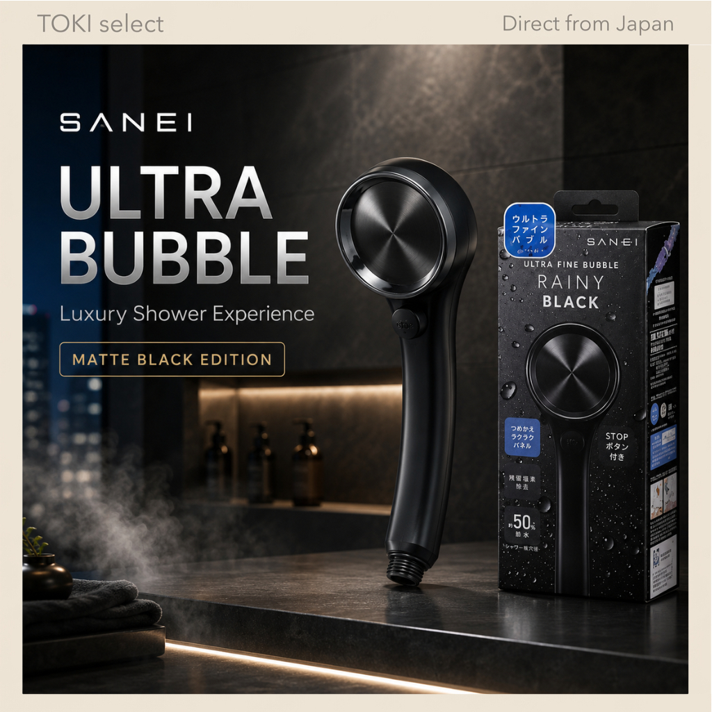 SANEI Ultra Fine Bubble Shower Head Matte Black High Pressure Bathroom Luxury PS3136-80XA-MD