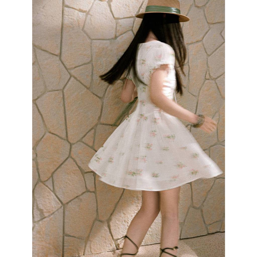 [Preorder] KUOSE : Embroidered Floral Mini Dress