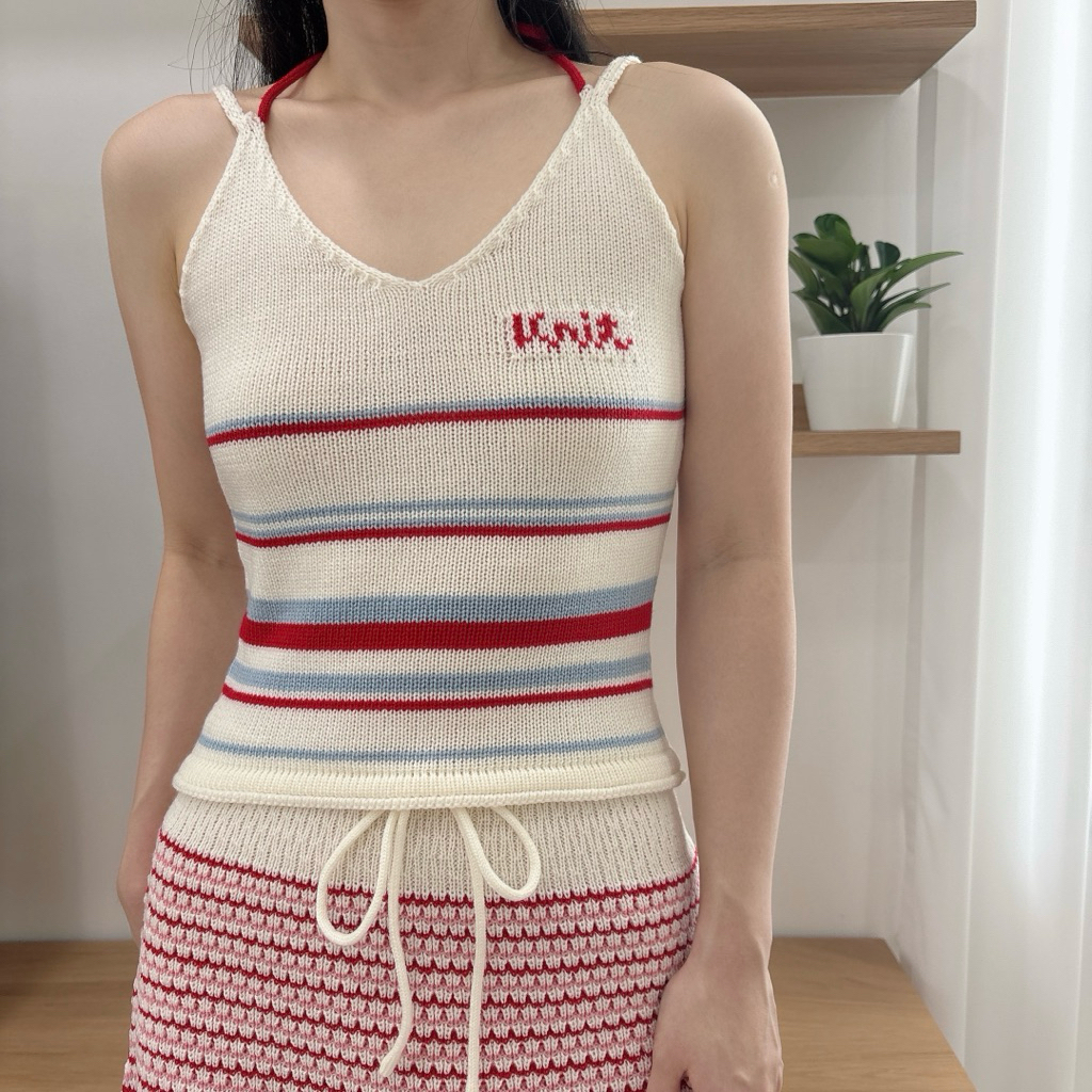 MOMOKA.KNIT🍑 เสื้อถัก Striped Cami Top🩵