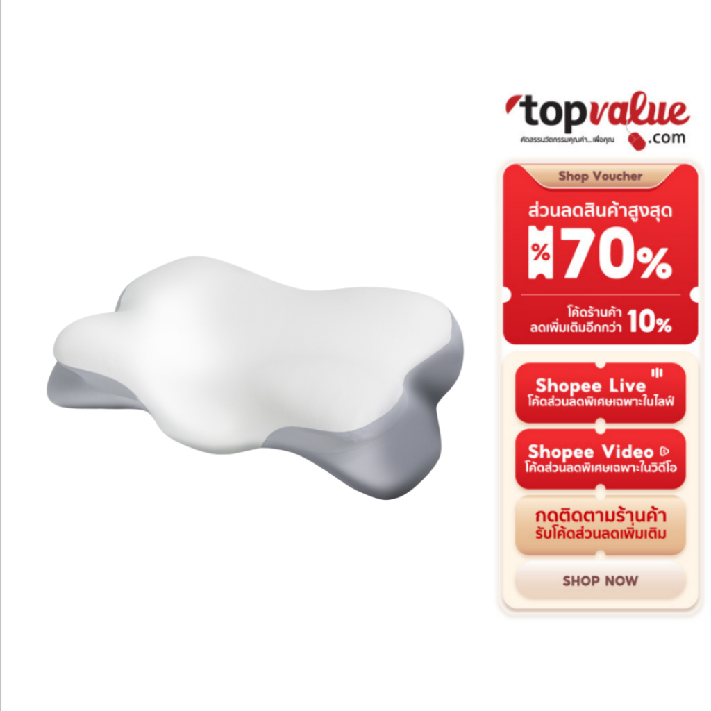 Fennix Ergo Pillow หมอนเพื่อสุขภาพ เมมโมรี่โฟม รองรับต้นคอ ระบายอากาศ ป้องกันไรฝุ่น