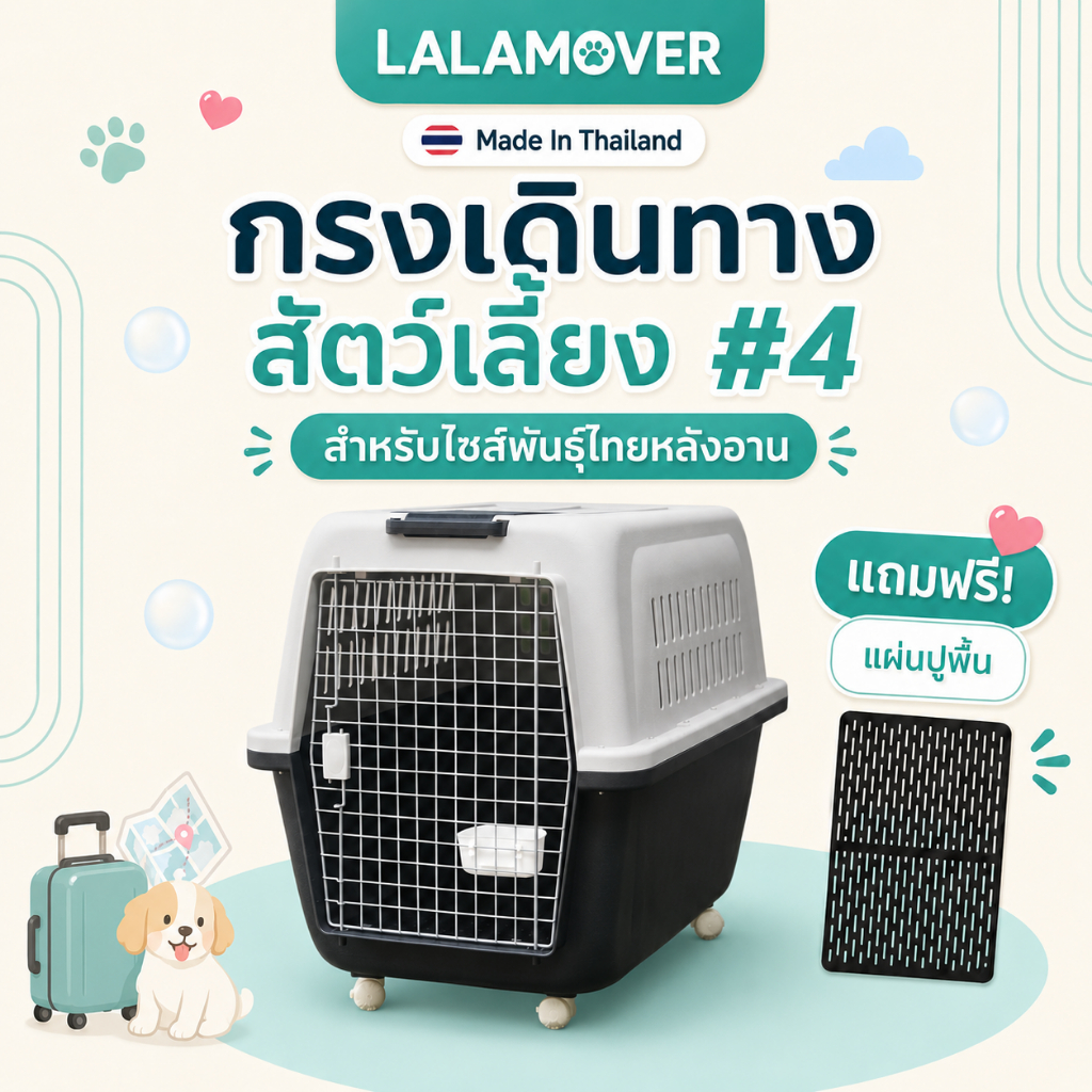 กรงเดินทางสัตว์เลี้ยงขนาดใหญ่ เบอร์4 XXL กว้าง57cm x ยาว 81cm x สูง 59cm (หมา4)