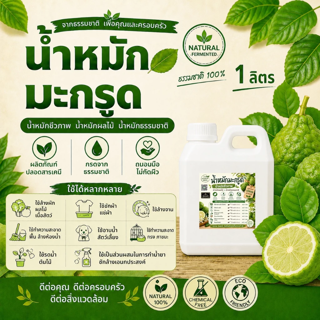 💦น้ำหมักมะกรูด💦 ขนาด 1 ลิตร หัวเชื้อน้ำหมักมะกรูด น้ำหมักชีวภาพ น้ำหมักผลไม้ น้ำหมักธรรมชาติ หัวเชื้อน้ำยาซักล้างเอนกประ