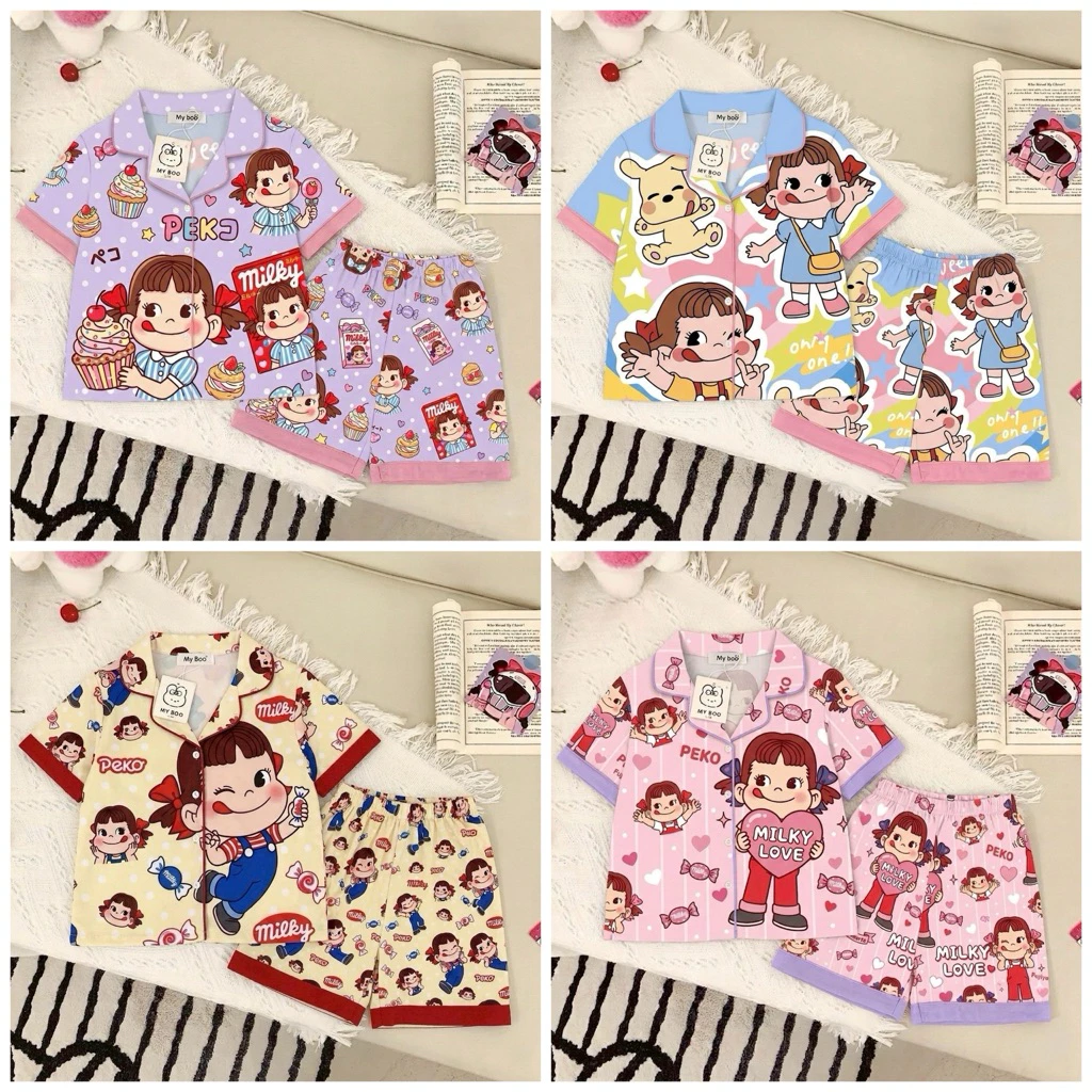 ชุดนอนเด็ก แขนสั้น ขาสั้น ลาย PEKO น่ารักมากกกก [พร้อมส่ง]