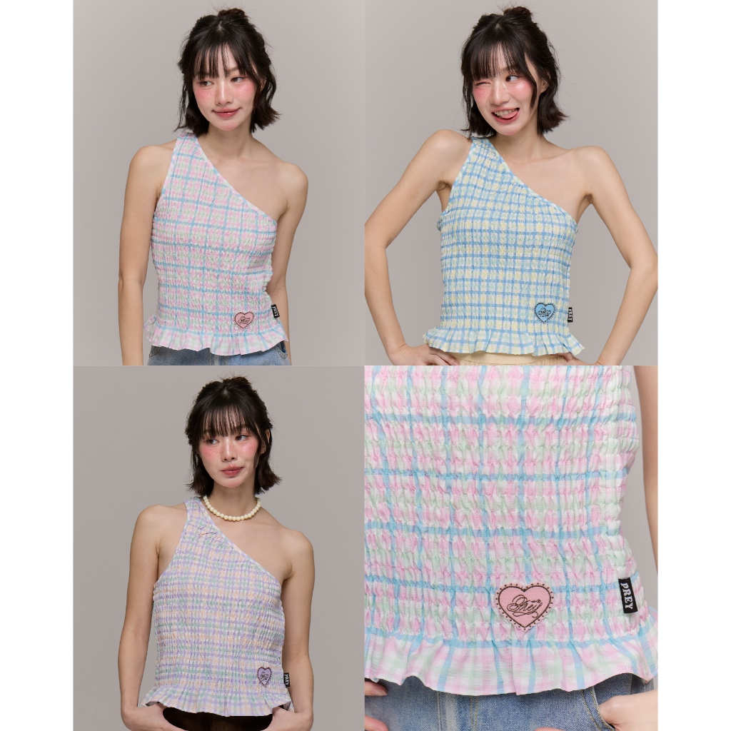 prey เสื้อปาดไหล่ luna puff off shoulder