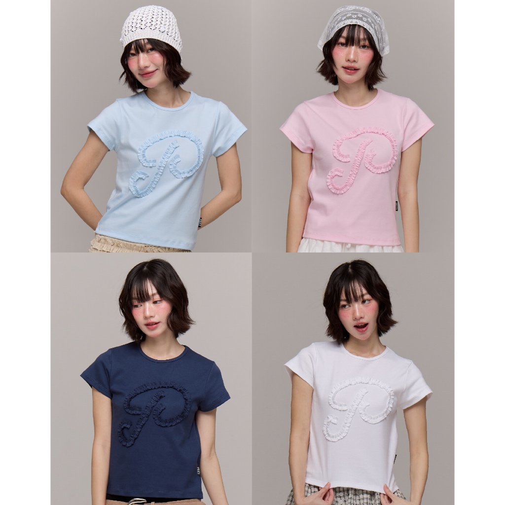 (พร้อมส่ง)prey เสื้อยืดคอกลม puffy p babytee