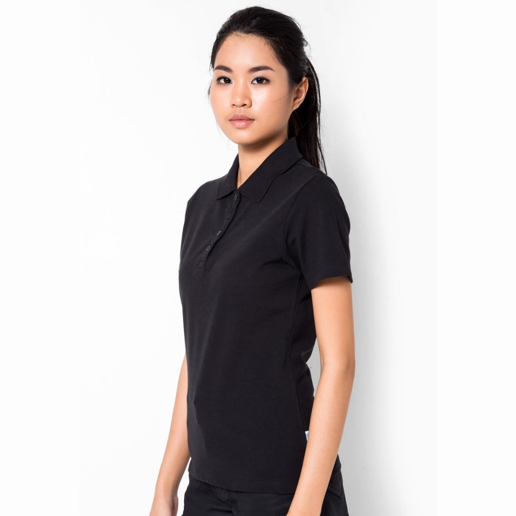OASIS เสื้อโปโล หญิง ไม่มีโลโก้ ผ้า cotton ผสม Lycra  LMP-0161-BL สีดำ