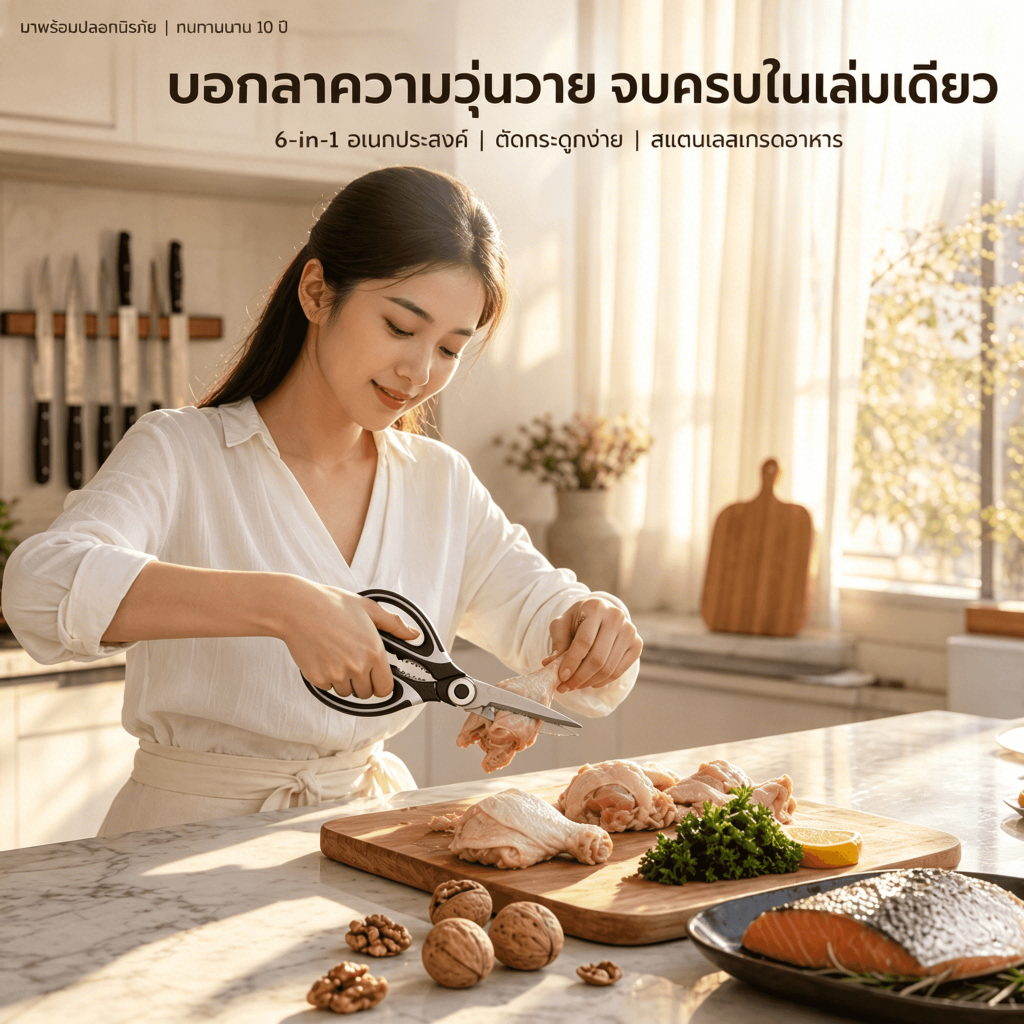 📌พร้อมจัดส่ง📌กรรไกรตัดอาหาร กรรไกรอเนกประสงค์ กรรไกรทำครัว Kitchen saissors สารพัดประโยชน์ กรรไกรสแตนเลสคุณภาพสูง