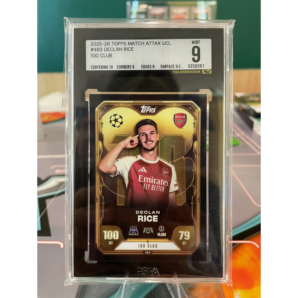 การ์ดฟุตบอล Topps PSGA9 :Declan Rice 100 Club #463 Match Attax UCL 2025/2026