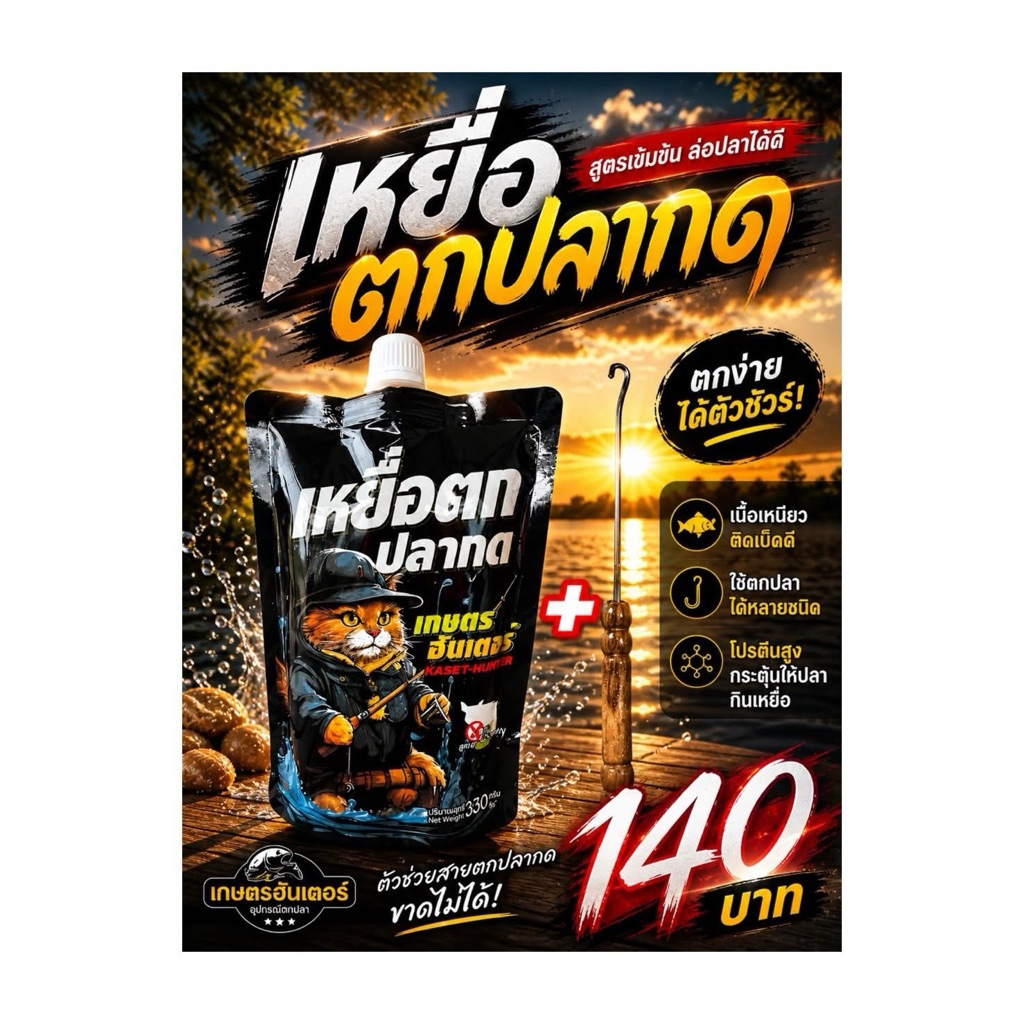 เหยื่อปลากด + ด้ามเกี่ยวเหยื่อ ขนาด 350 กรัม