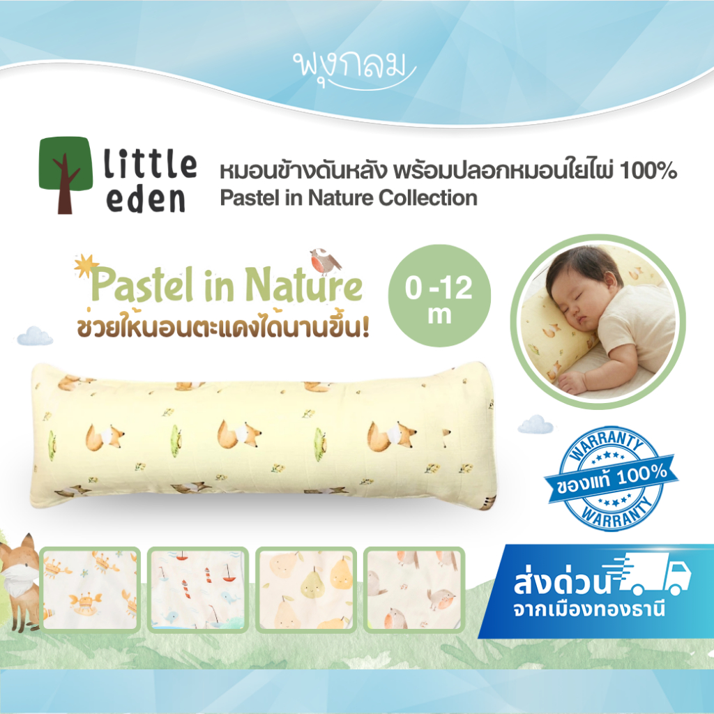(New Collection) LITTLE EDEN หมอนข้างดันหลัง Pastel in Nature Collection พร้อมปลอกหมอนใยไผ่ 100% (ส่งด่วน)