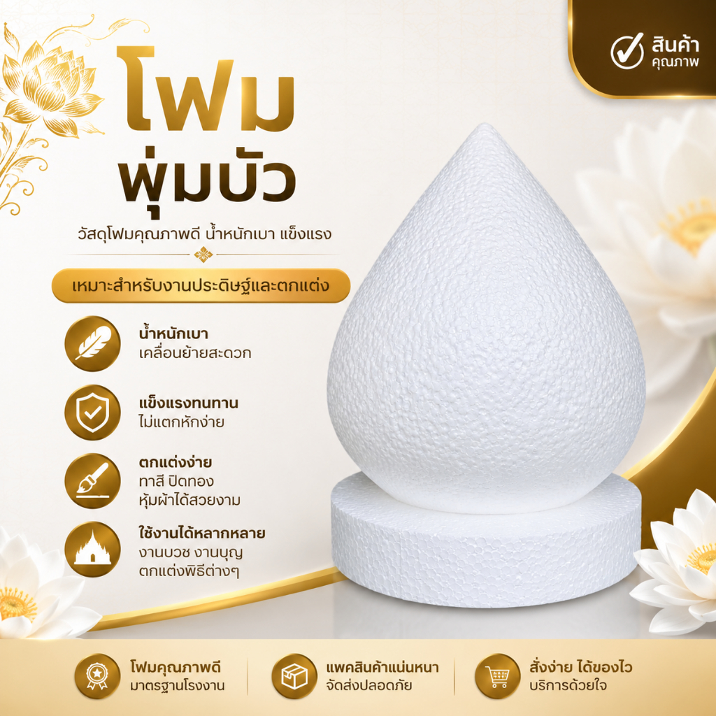 โฟมพุ่มบัว พุ่มโฟม พุ่มบัว โฟม โฟมทำพาน ขนาด8 9 10 11 12 มีหลายขนาด