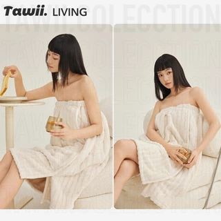 Tawii. ชุดคลุมอาบน้ํา อ่อนนุ่ม ซับน้ำดี เสื้อคลุมอาบน้ํา แห้งเร็ว One Size Bathrobe