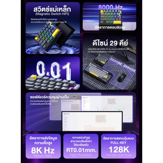 คีย์บอร์ดเกมมิ่ง Ajazz AK029 HE Wired 8K RT0.01 RGB Magnetic Mechanical Keyboard รับประกัน 1 ปี