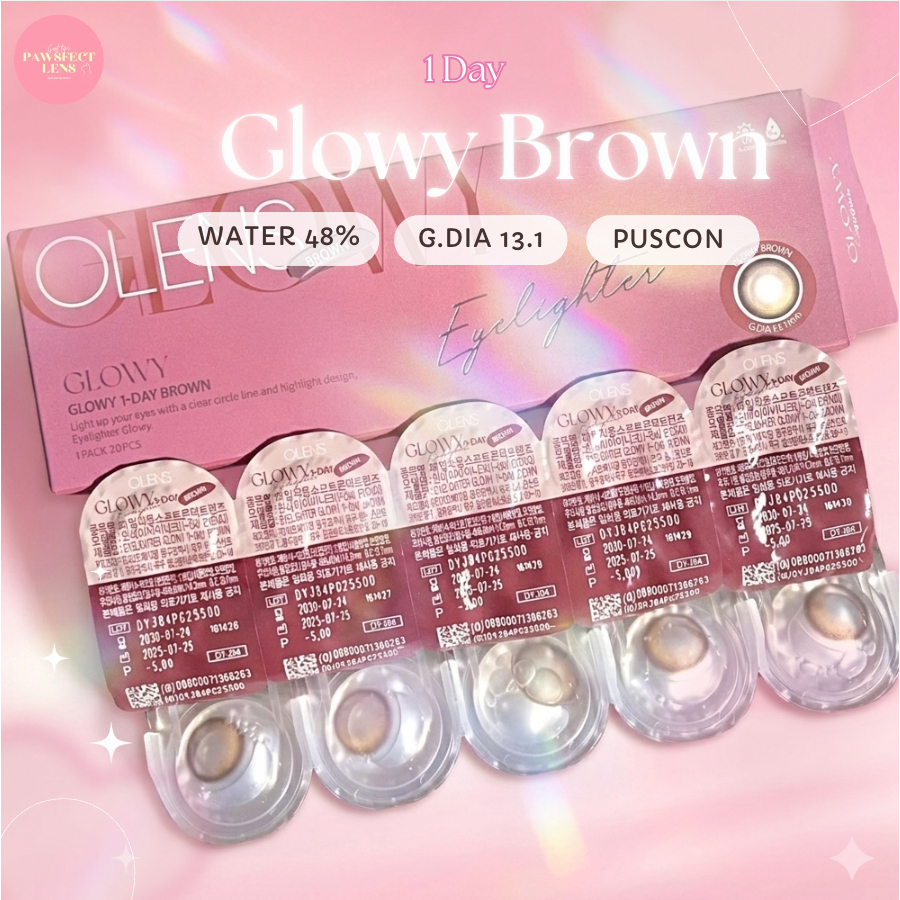 Olens- Glowy Brown 1Day สีน้ำตาล 1คู่ เลนส์รายวัน หมดอายุ 2028-2029