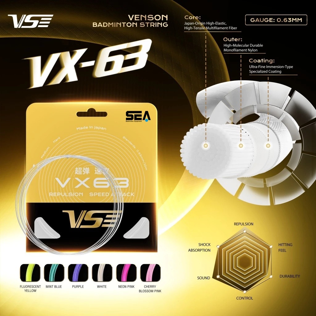 VENSON เอ็นแบดมินตัน รุ่น VX63 (Made in Japan) Quick Repulsion Speed Attack