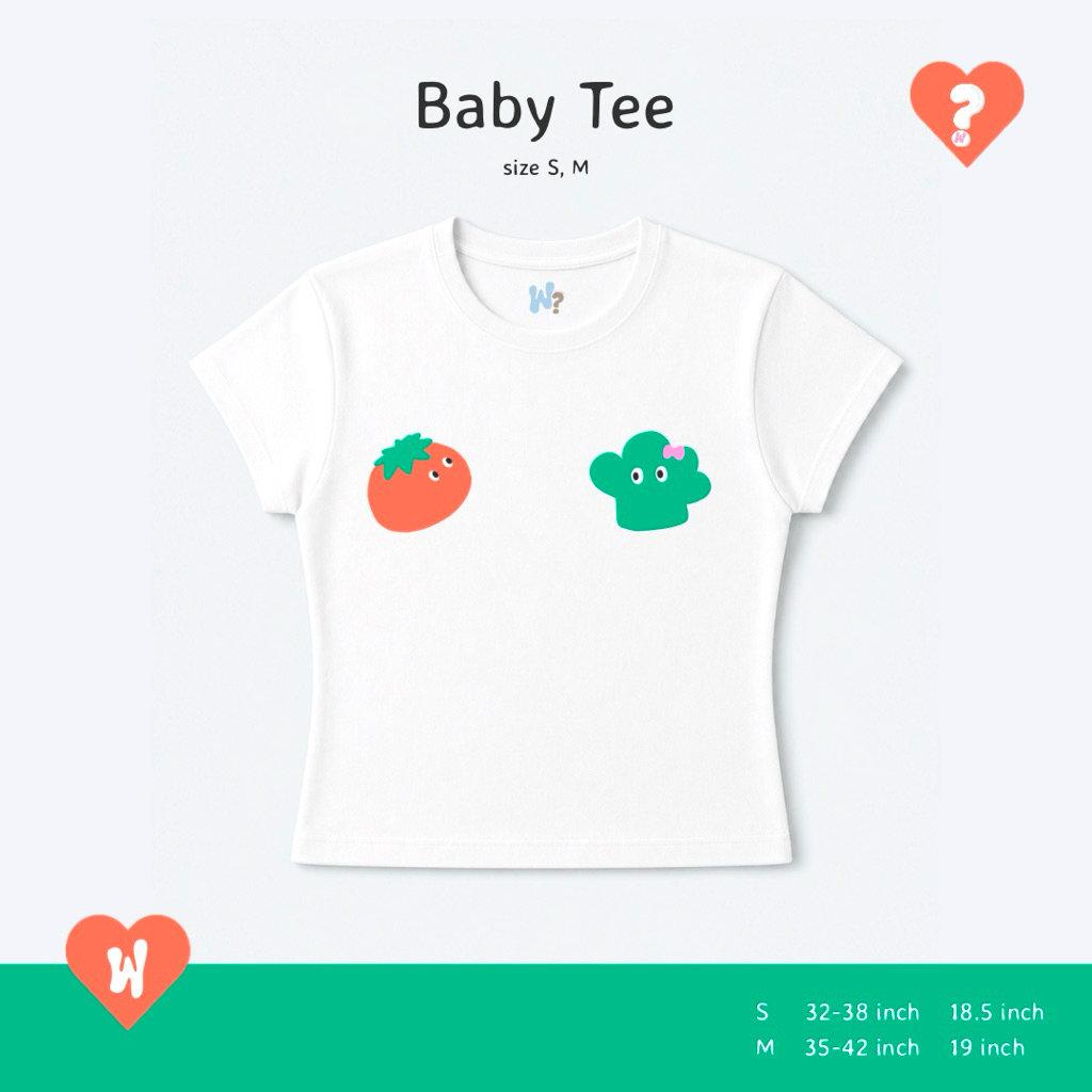 Why so? เสื้อ Baby Tee ลาย Tomato & Boccori | เสื้อยืดเบบี้ทีลายน่ารัก WHY SO CEREALS