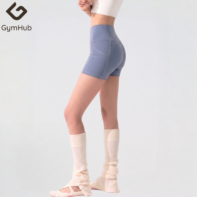 GymHub กางเกงขาสั้นออกกำลังกาย เอวสูง กระชับสัดส่วน มีกระเป๋า กางเกงเลกกิ้งขาสั้น สำหรับปั่นจักรยาน โยคะ วิ่ง