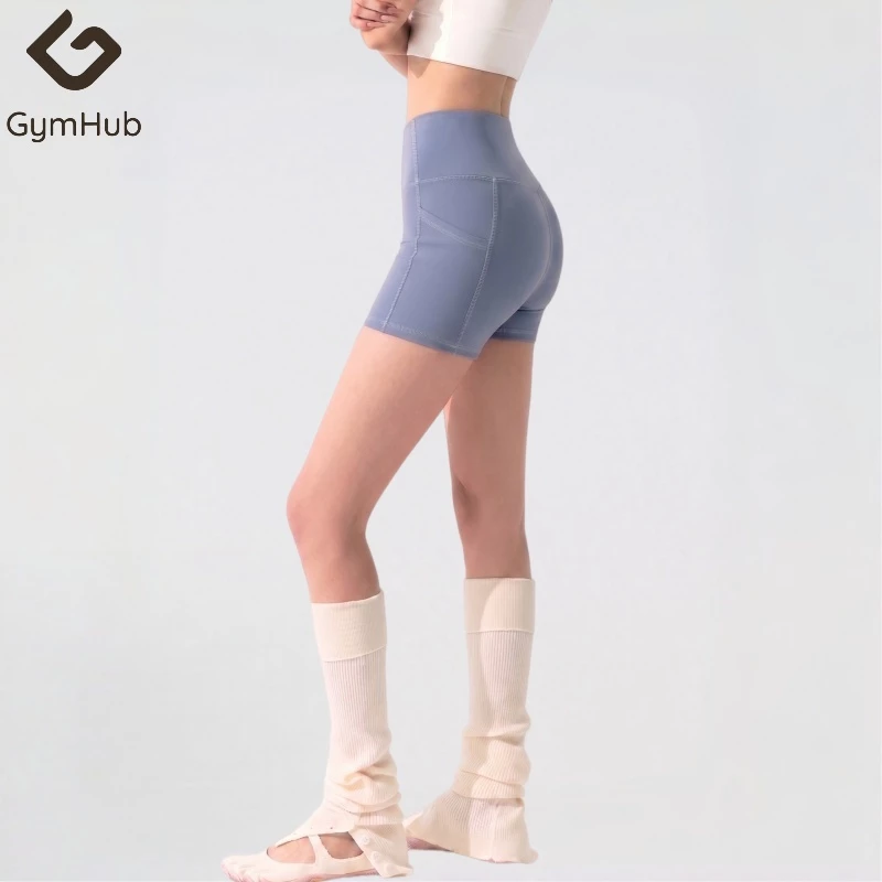 GymHub กางเกงขาสั้นออกกำลังกาย เอวสูง กระชับสัดส่วน มีกระเป๋า กางเกงเลกกิ้งขาสั้น สำหรับปั่นจักรยาน โยคะ วิ่ง