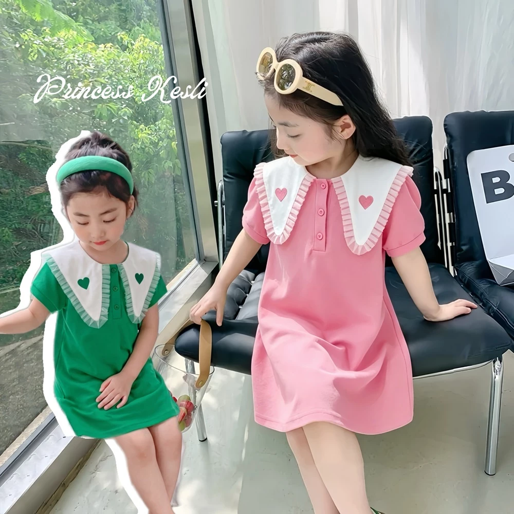 PRINCESS KESLI ชุดเด็กผู้หญิง ชุดเดรส แฟชั่นฤดูร้อน สไตล์เกาหลี สําหรับเด็กผู้หญิง อายุ 1-9 ปี