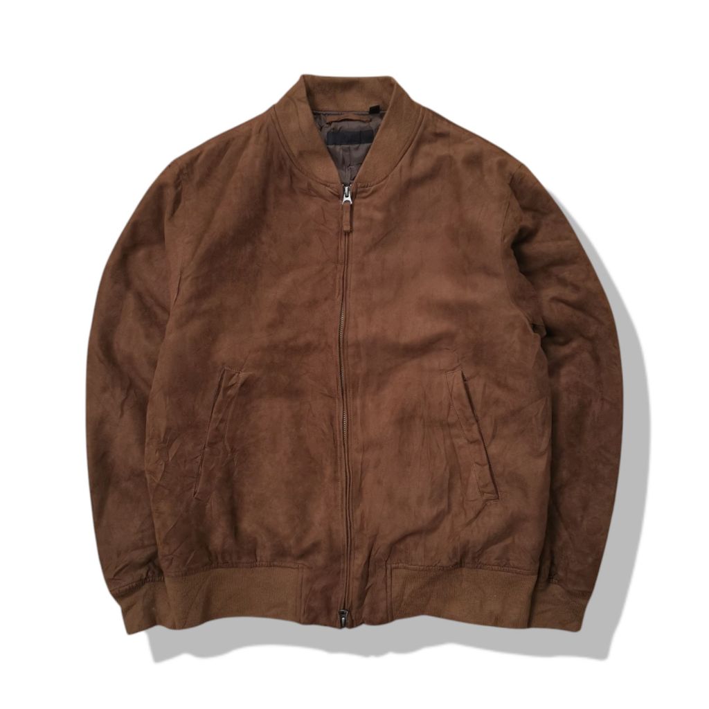 Uniqlo Brown Corduroy Bomber Jacket(M02) มือสอง รอบอก 43”