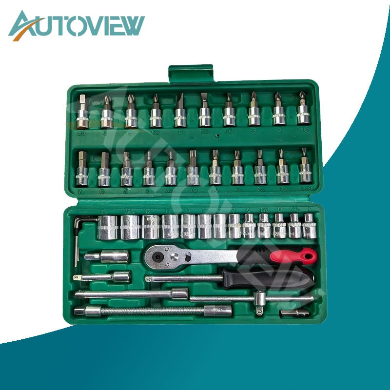 Autoview ชุดเครื่องมือ ประแจ ชุดบล็อก 46 ชิ้น ขนาด 1/4  หรือ