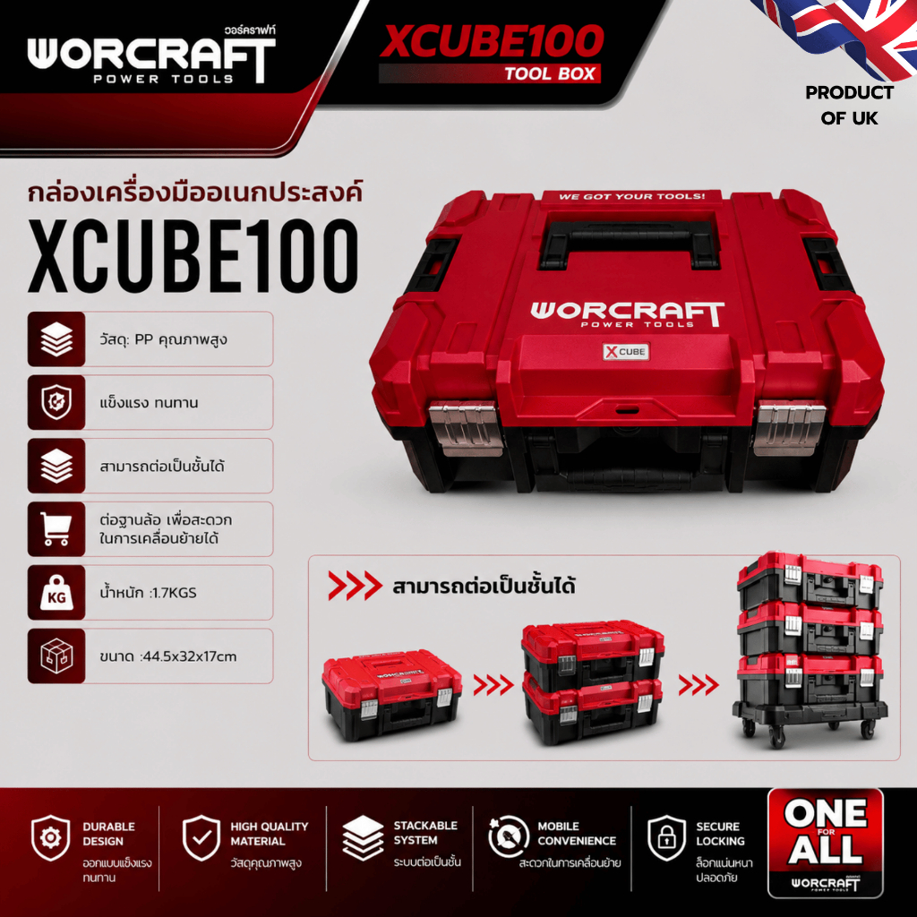 Worcraft กล่องเครื่องมือเอนกประสงค์ รุ่น XCUBE100