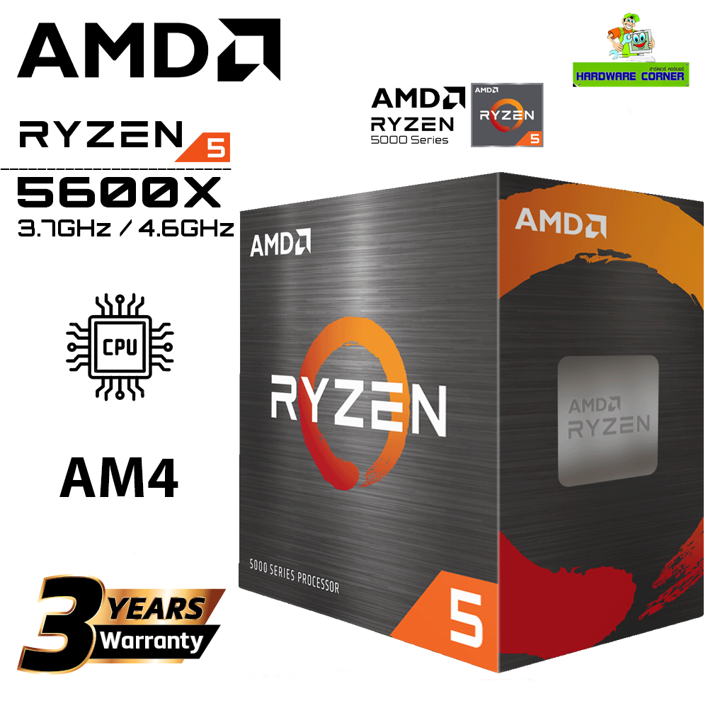 CPU (ซีพียู) AMD RYZEN 5 5600X 3.7 GHz 6C/12T (SOCKET AM4) Warranty 3 Year