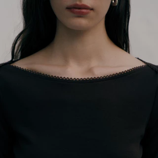 She Knows - Caroline Cotton Blouse เสื้อคอตต้อน แขน 3/4 แต่งลูกไม้ XS-XL